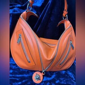 Versace Orange Leather shoulder bag AWESOME CONDITION W/ COA